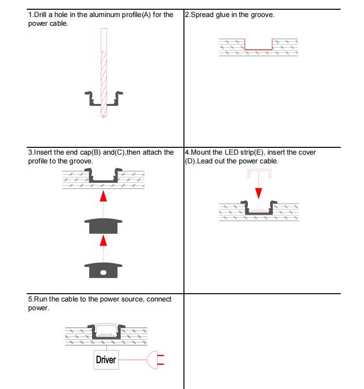 How to install slim recessed the LED aluminium profiles