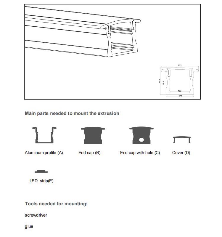 Recessed Mounting LED Strip Profile