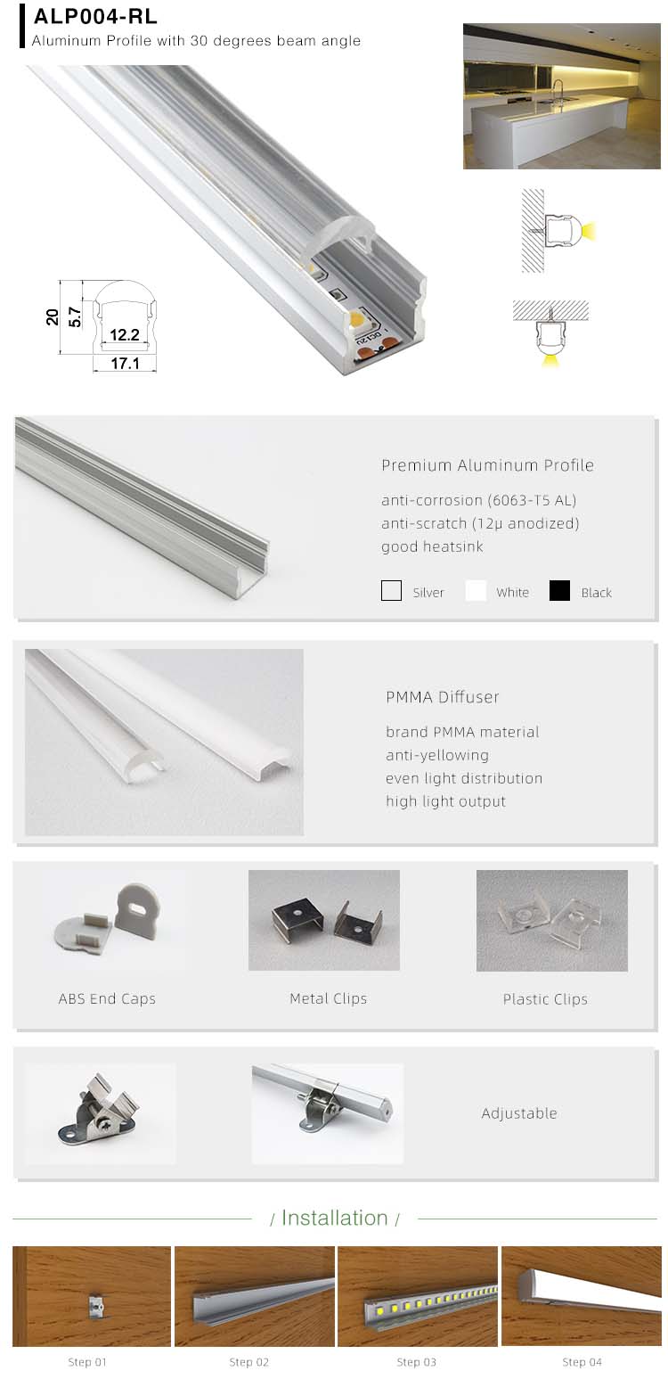 The details of aluminium LED strip profiles