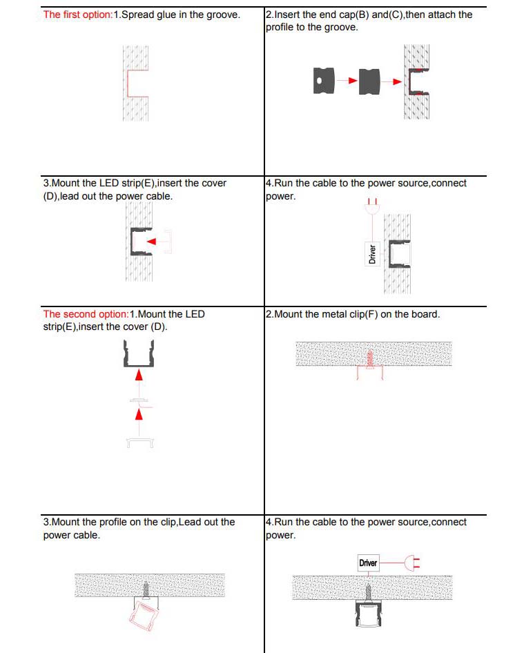 How to install the LED strip profiles with 30° lenses
