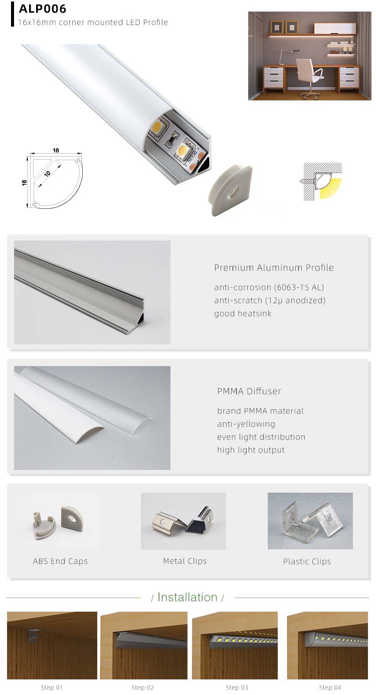 Corner Mounted LED Profile Installation
