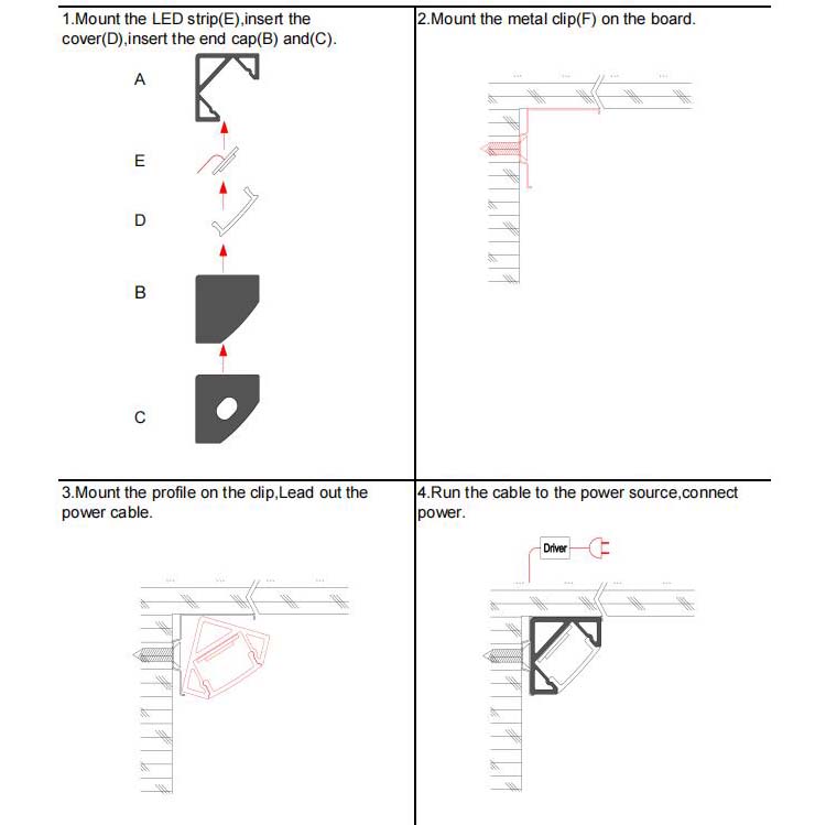 How to put LED strip channels On wall corners
