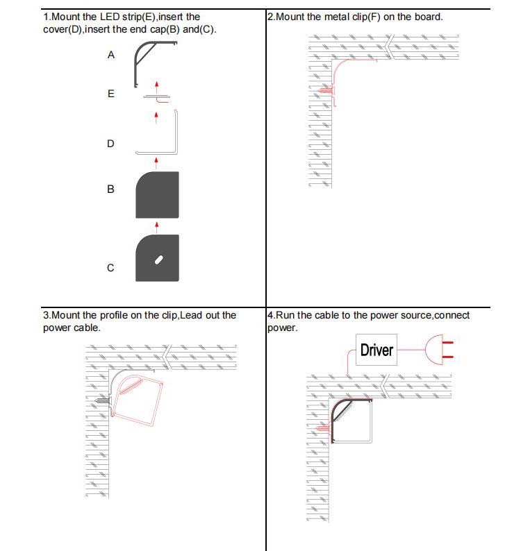 Corner Mounted LED Aluminum Extrusion