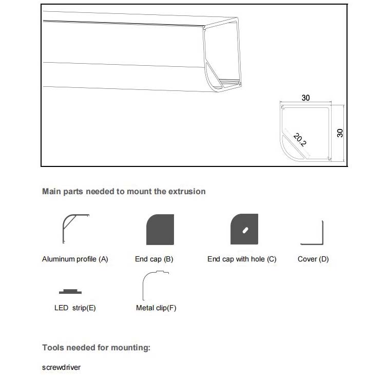 Corner Mounted LED Extrusion Profile