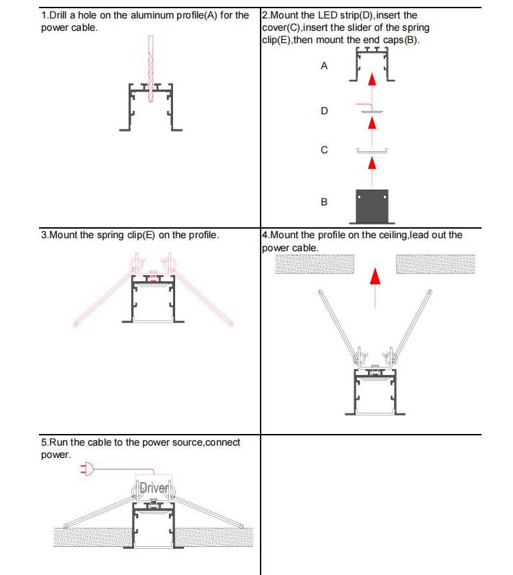 Ceiling Wall Recessed LED Channels