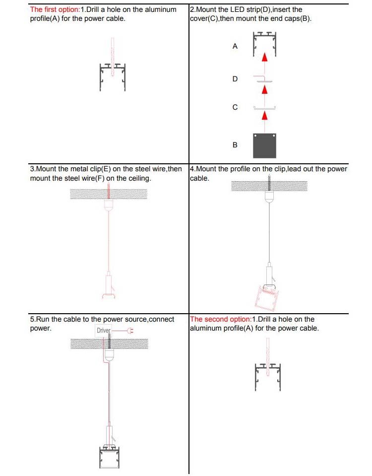 Pendant LED Aluminium Profiles