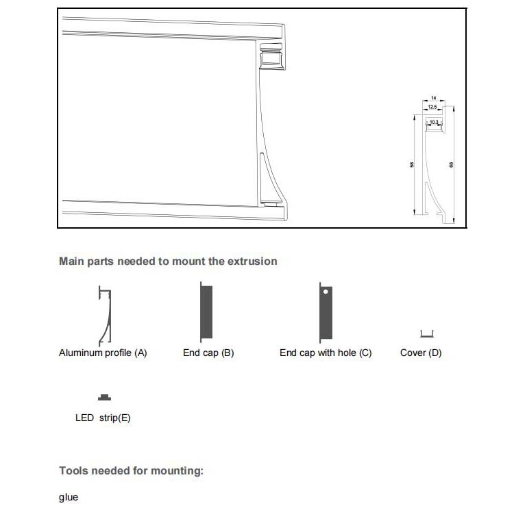 Parts of LED skirting profiles