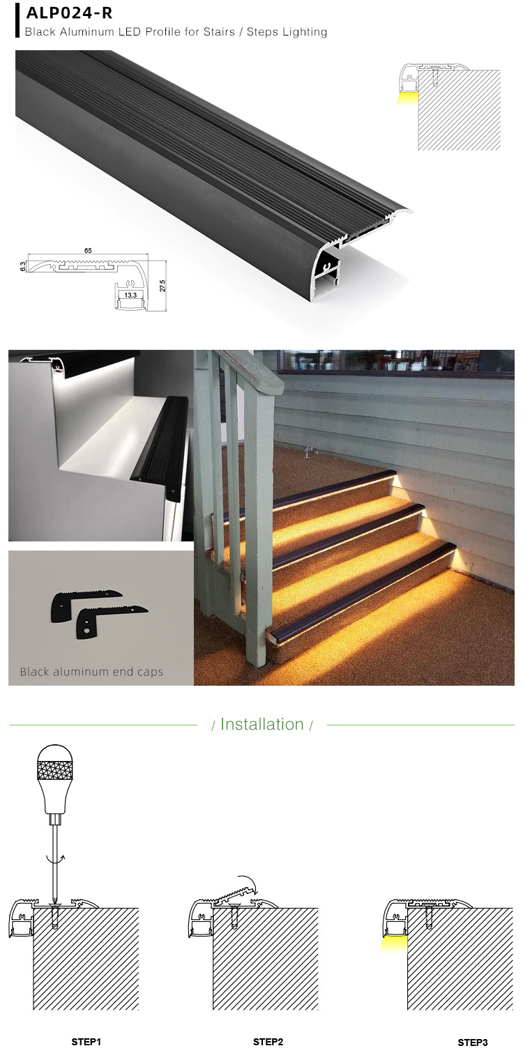 Black Aluminium LED Channel