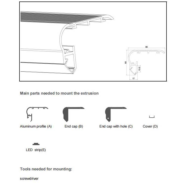 Stair Surface Mounted LED Light Profile