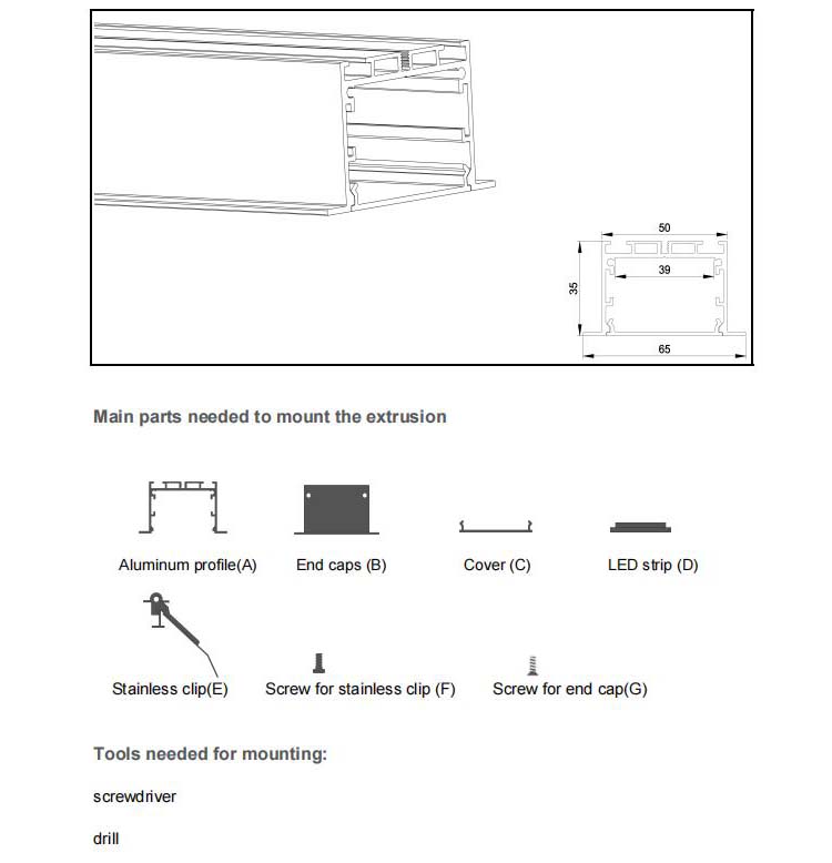 Wall Recessed Aluminium LED Profiles