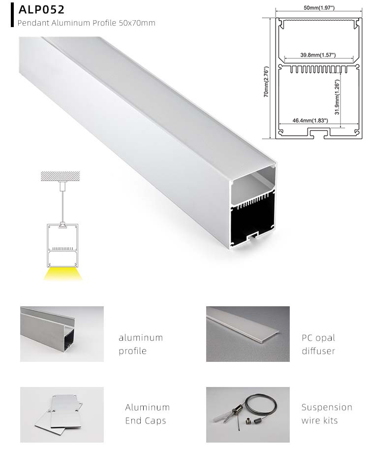 The details of ALP052 LED aluminium channel with cover