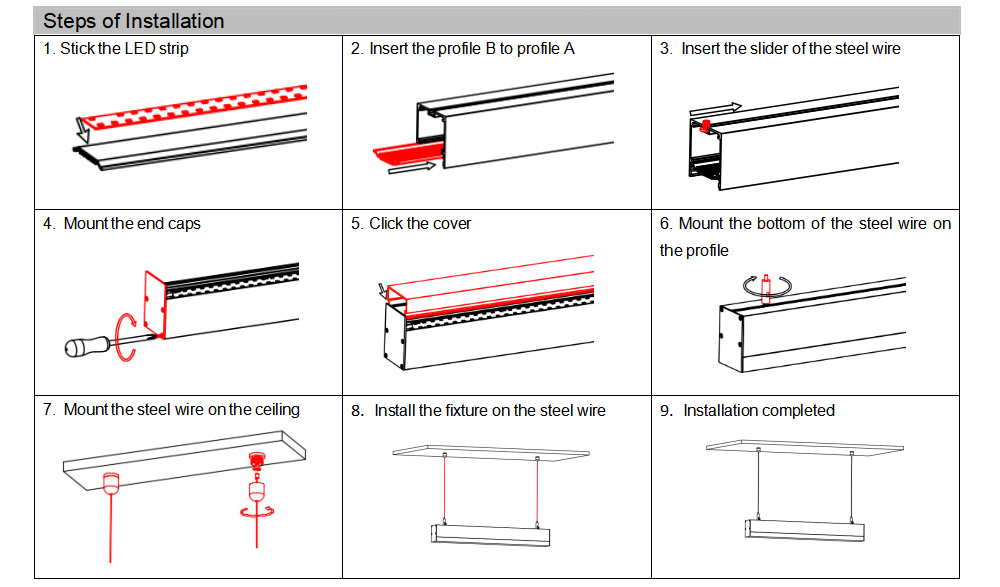 LED Channels With 20mm Dropped Len