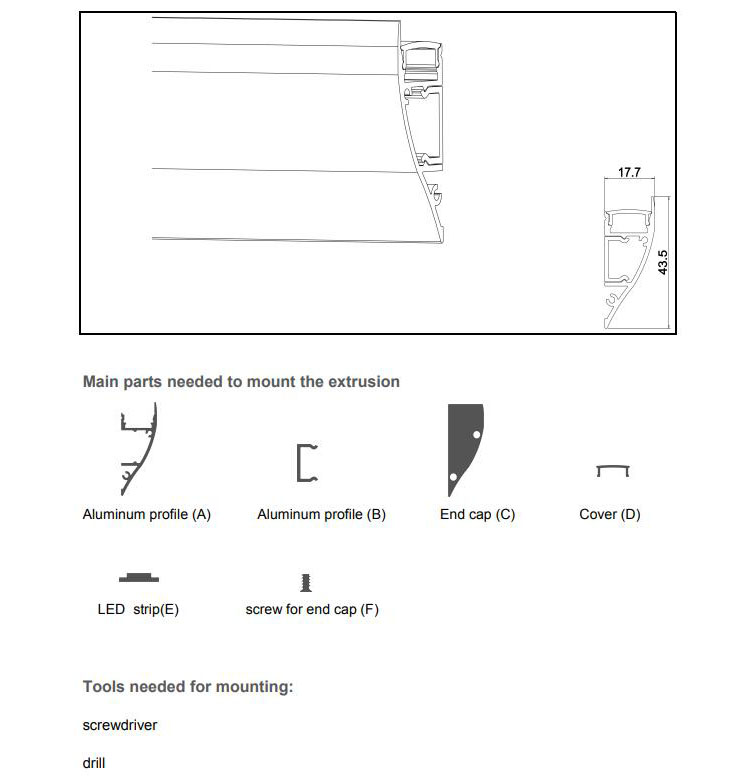Upwards wall mounted aluminum profiles for indirect light