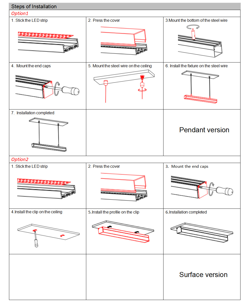 Pendant LED Channels Installation