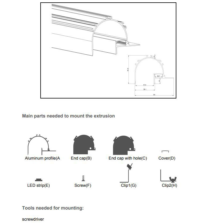 The parts of ALP078 indirect lighting channels