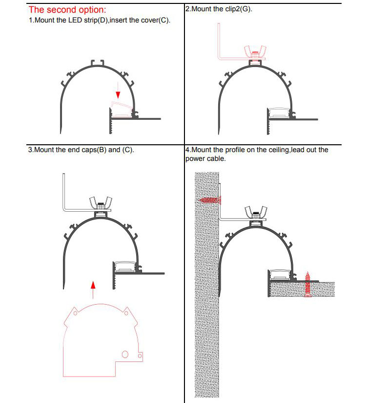 How to install the plasterboard LED profiles on perimeter of ceiling