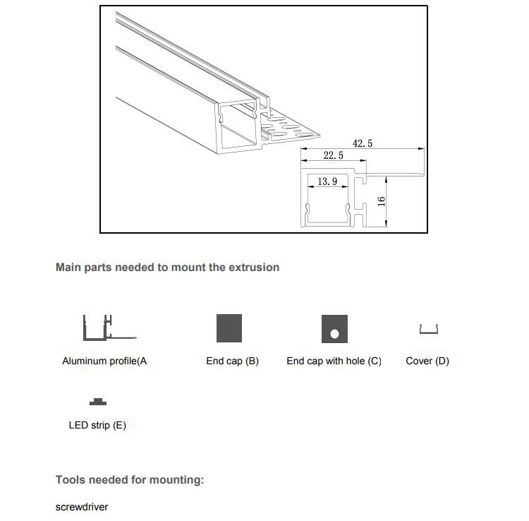 The parts of LED profile light for floating ceiling