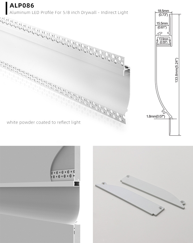 The details of gypsum board LED strip channels