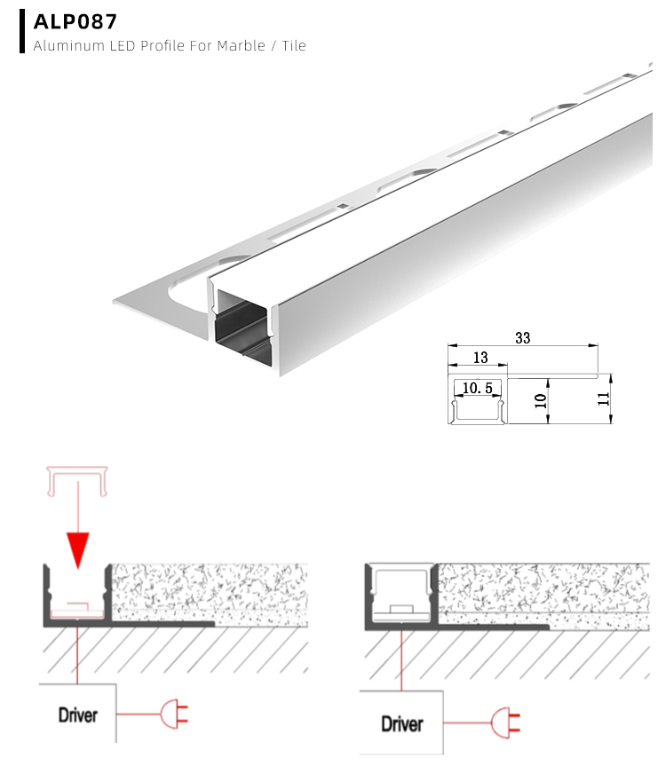 The product detail of tile edge LED profiles