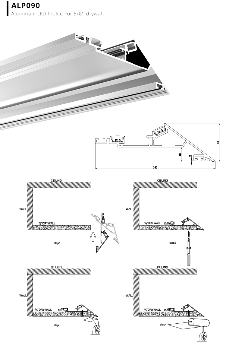 Gypsum drywall triangle LED profili review