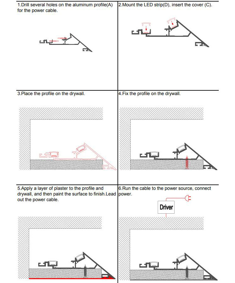 How to install 5/8 inch knife edge drywall LED profili