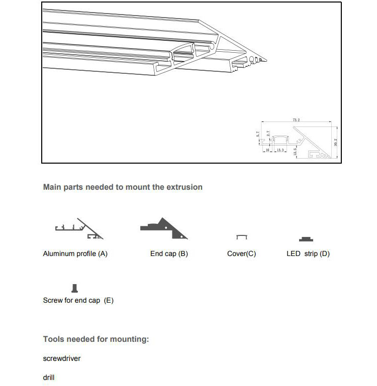 The accessories for false ceiling plaster-in LED channels