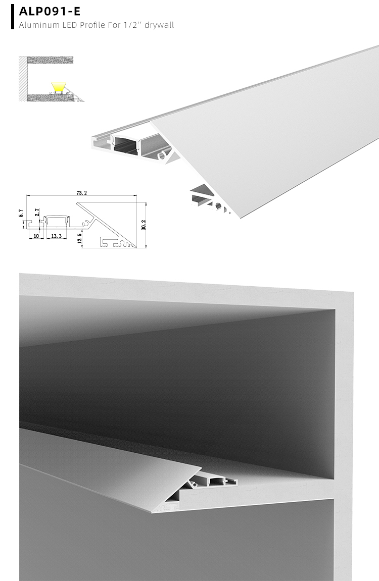 The detail of slim recessed aluminum cove lighting channels for dropped ceilings
