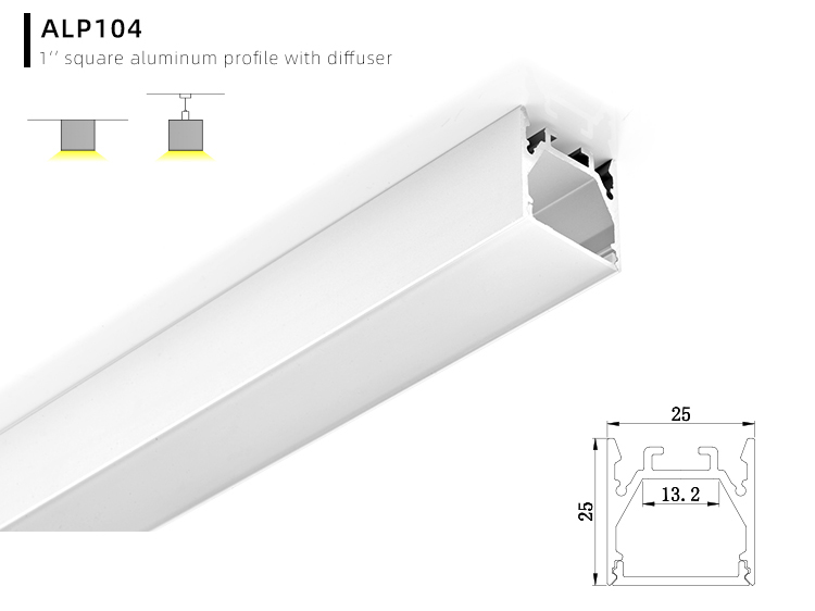 Square LED Strip Light Diffuser With Profile