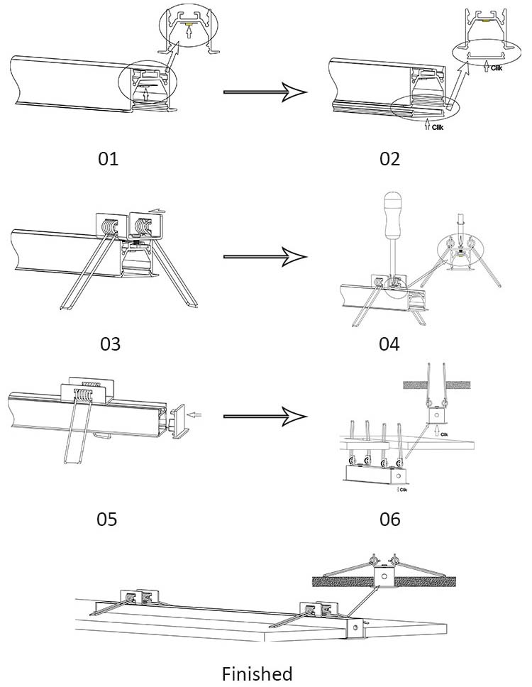 Recessed LED Channels And Diffusers For Tape Installation