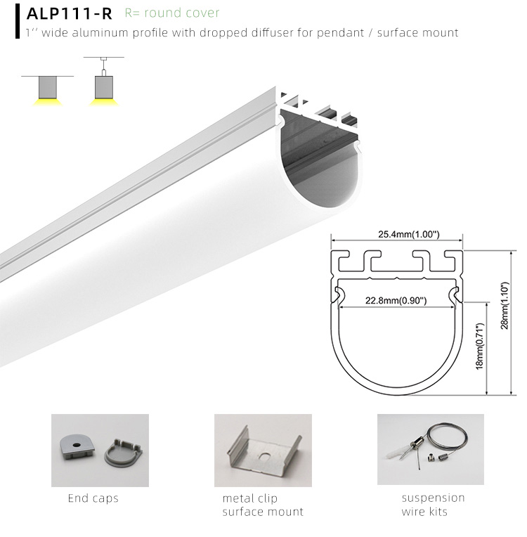 The dimensions and installation methods of 1 inch wide LED light profiles