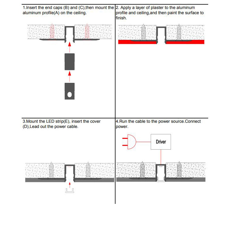 Drywall Trimless Aluminum LED Profiles