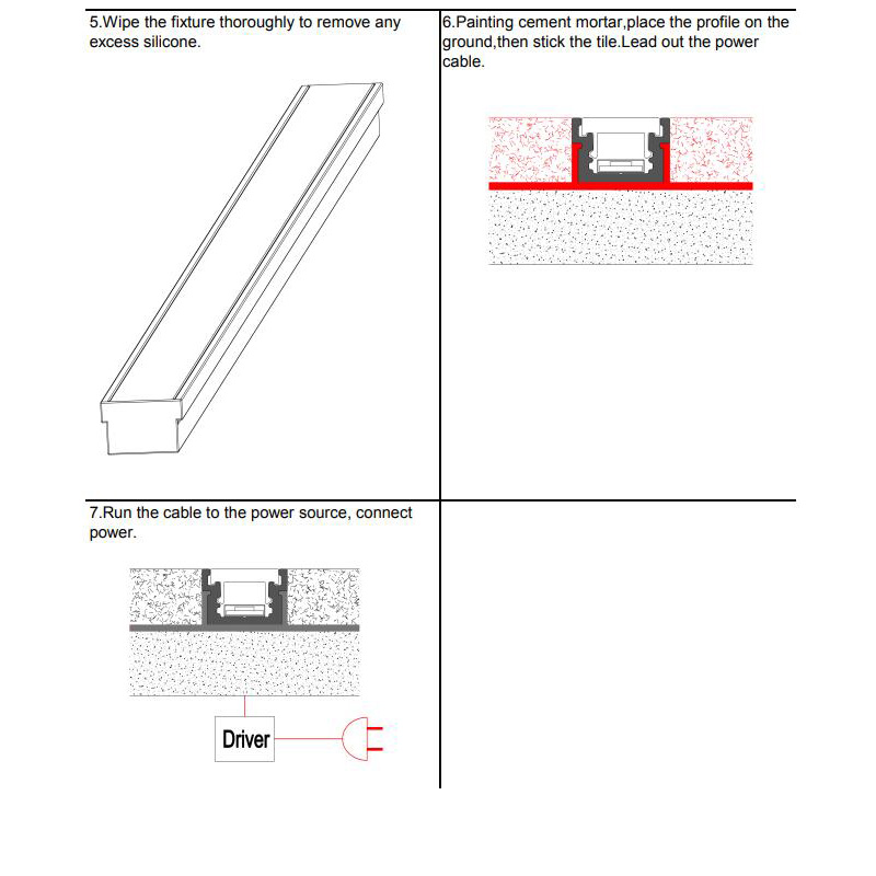 Recessed LED channels for floor installation