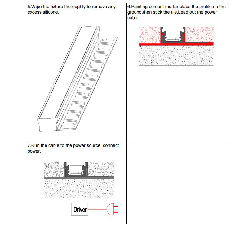 Aluminum LED Profiles For Marble Tile