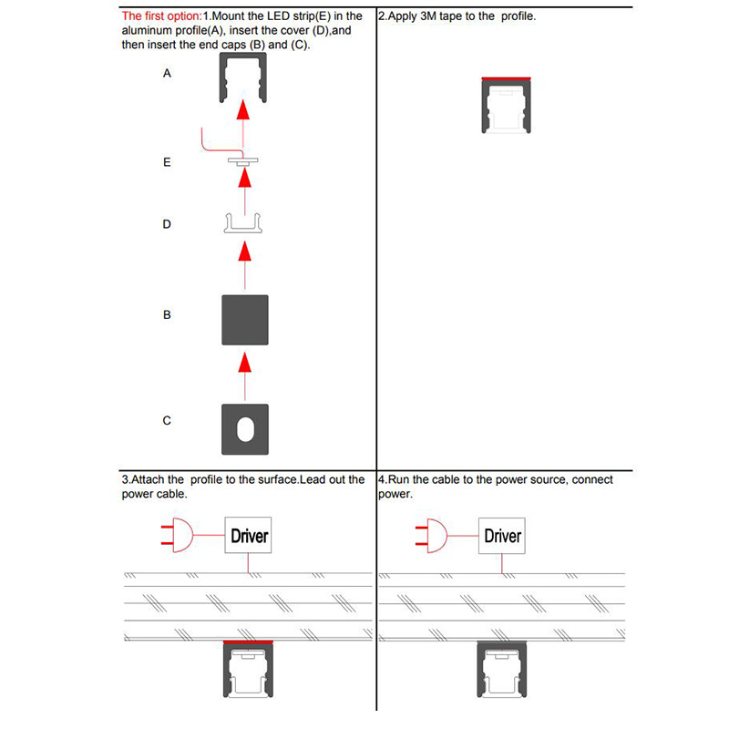 The steps of surface mounted installation with double-sided adhesive tape