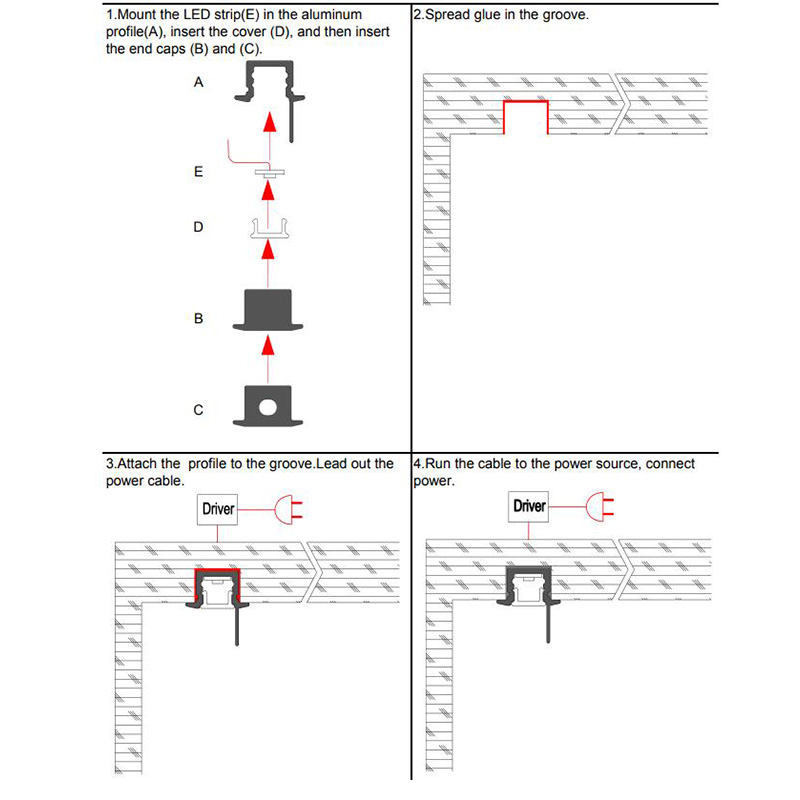 The steps to install the tiny LED channels for under cabinet lighting