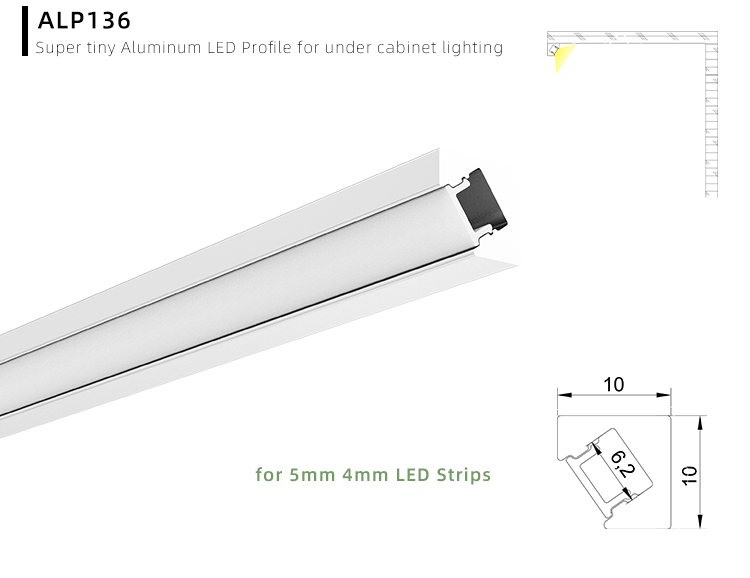 Super tiny aluminum LED profiles for under cabinet lighting
