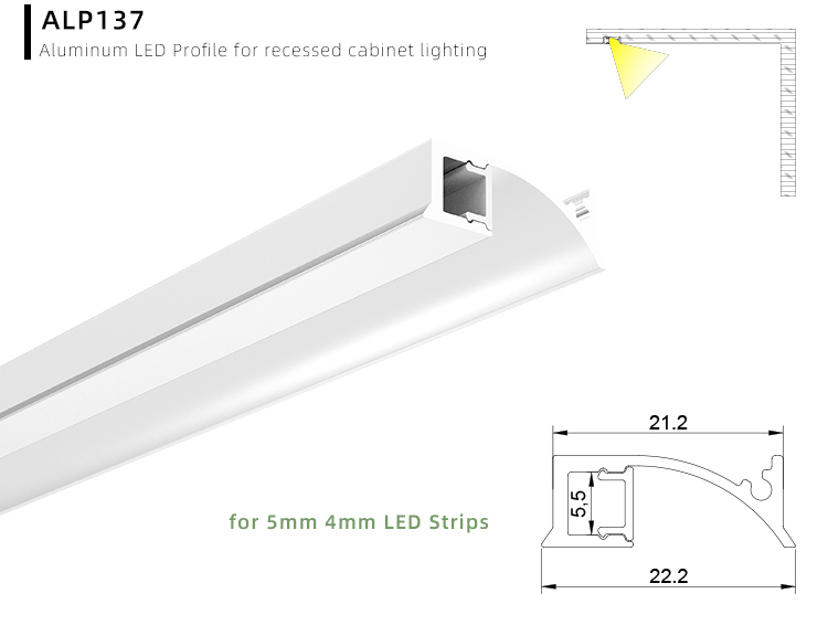 Recessed aluminum LED Channels for under-cabinet lighting