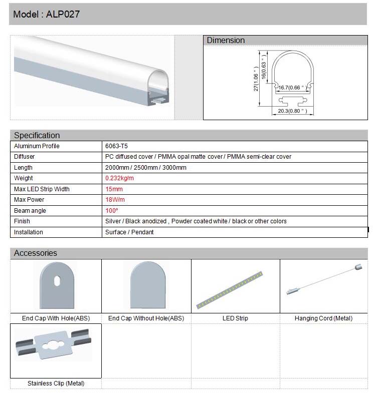 Pendant LED Strip Channel Accessory