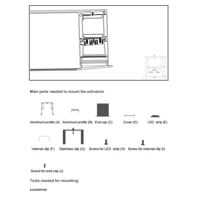 Recessed LED Strip Diffuser