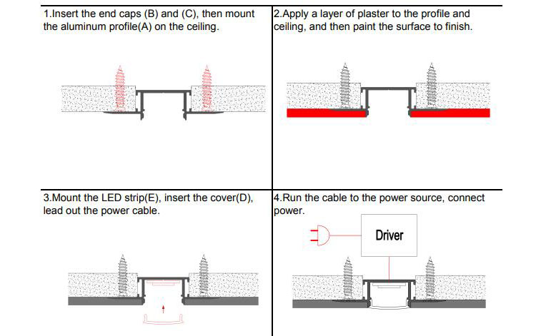 The steps on how to install 1/2 inch sheetrock light channels