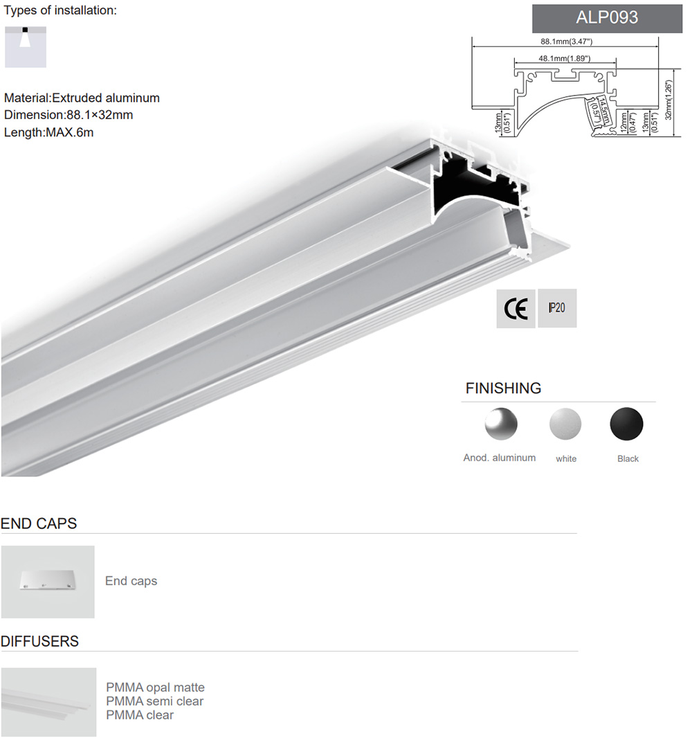 The details of trimless grazing LED channels