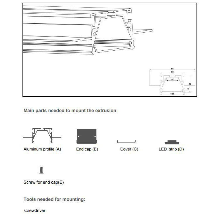 Recessed LED Profiles For 12.5mm Thick Drywall