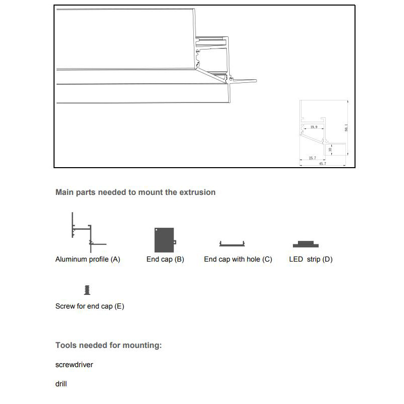 Corner Recessed LED Profiles For Drywall Stair Lighting