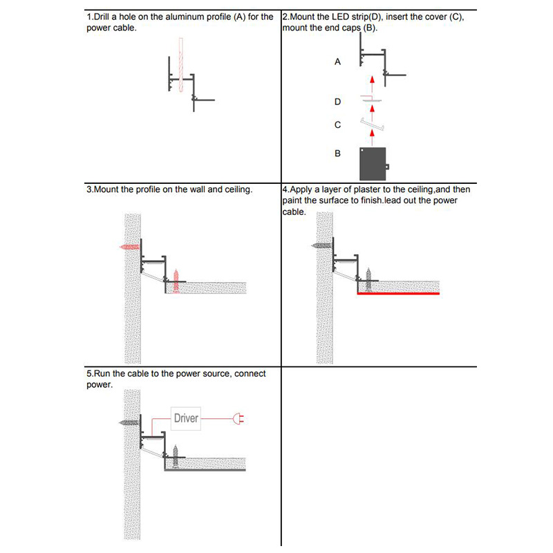 Recessed LED Profiles For Drywall Stair Light