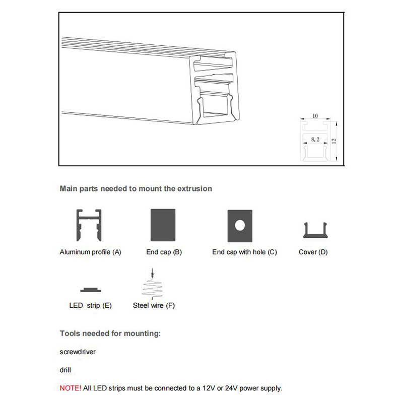 The accessories of black LED channels