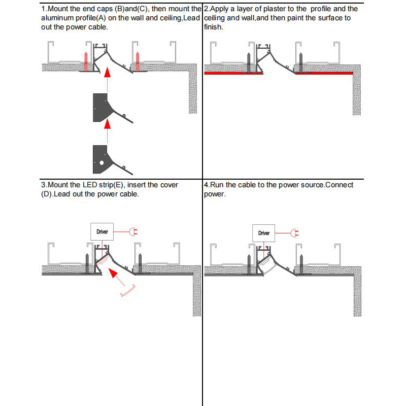 How to install the wall washer gypsum LED profiles