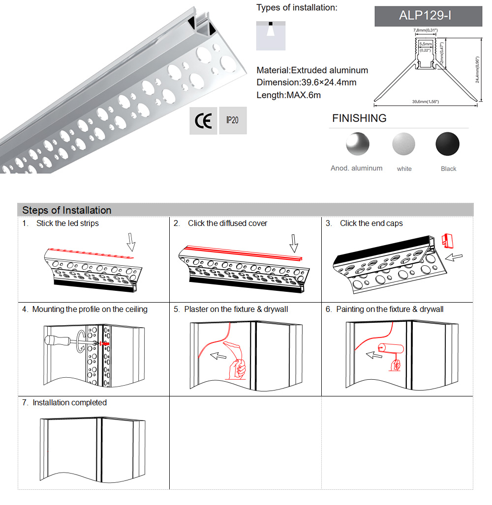 12.5MM Inside Corner LED Profiles