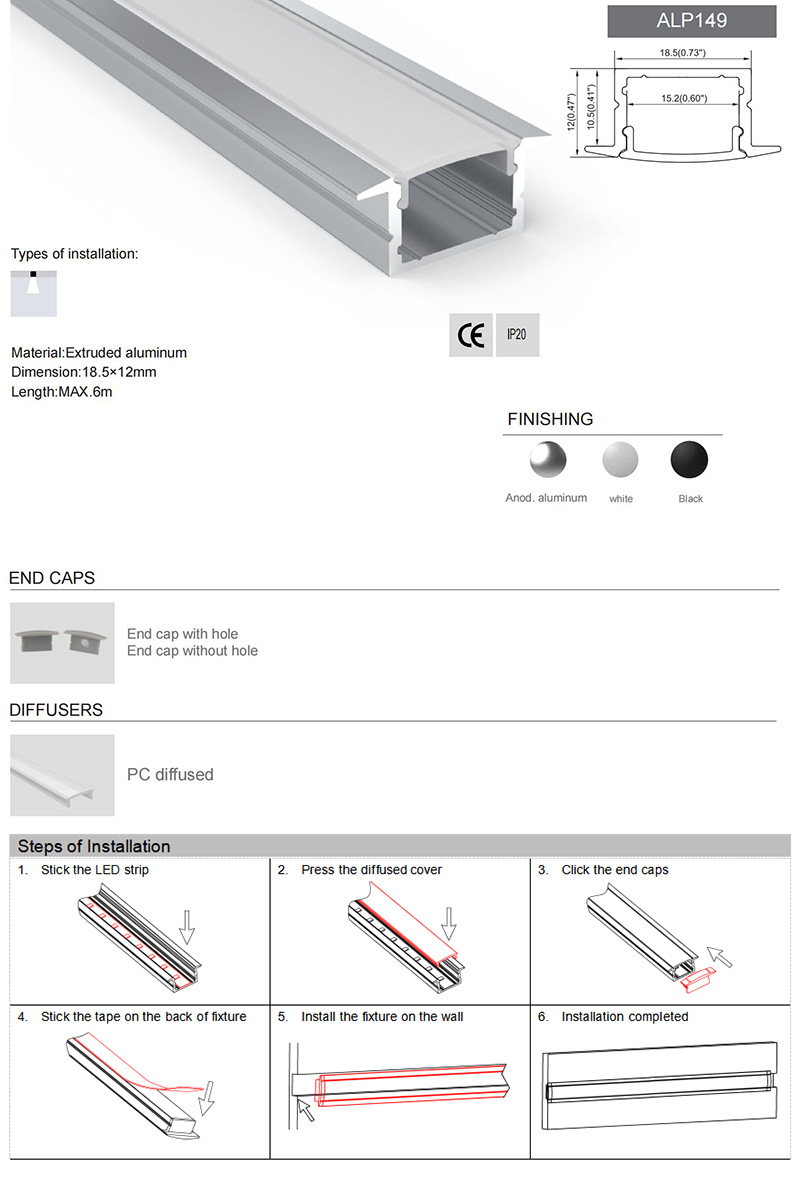 LED Strip Light Recessed Profiles