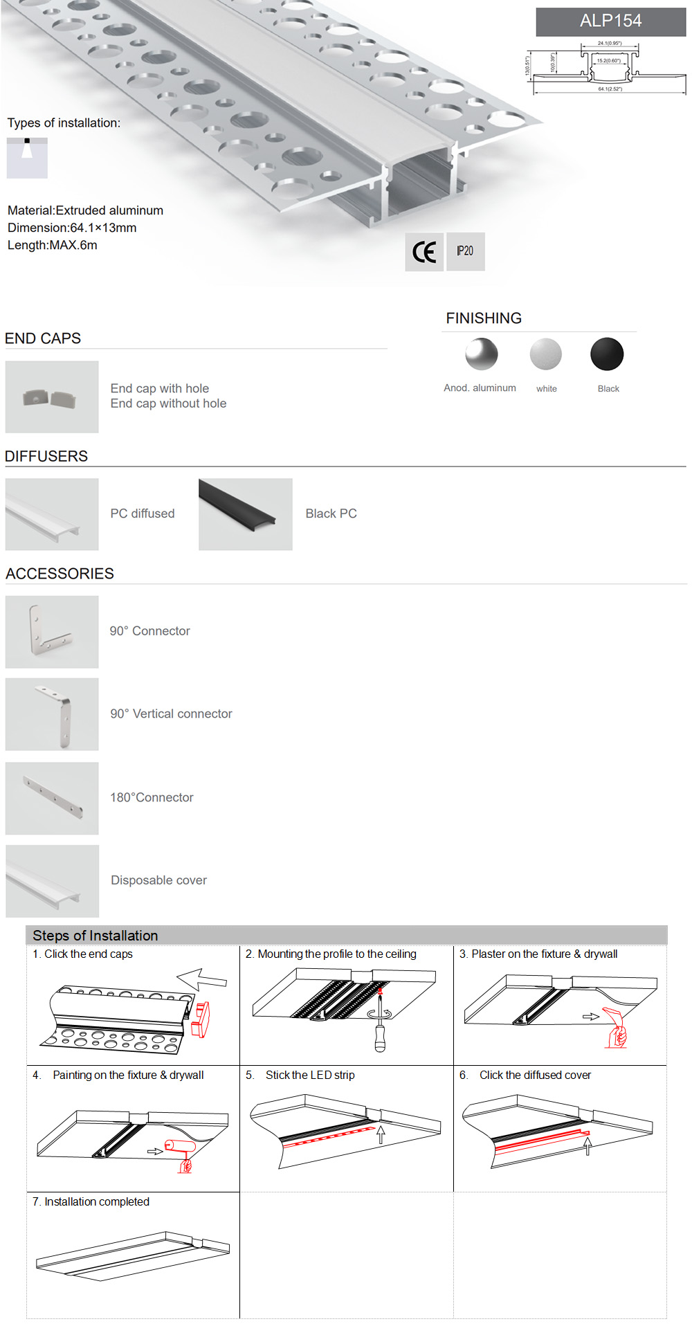 The details of trimless drywall recessed LED light channels