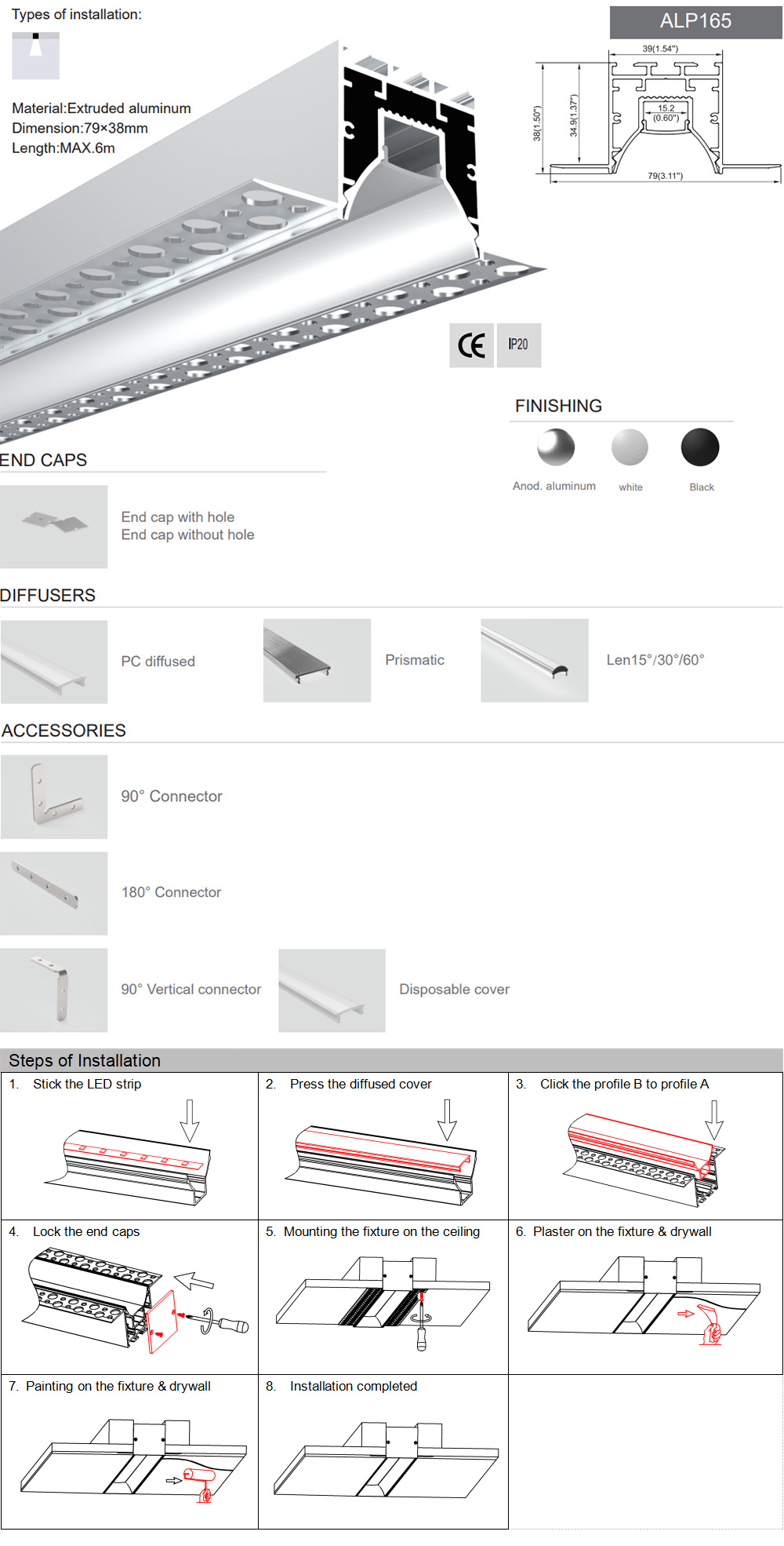 Invisible ceiling LED extrusion profiles